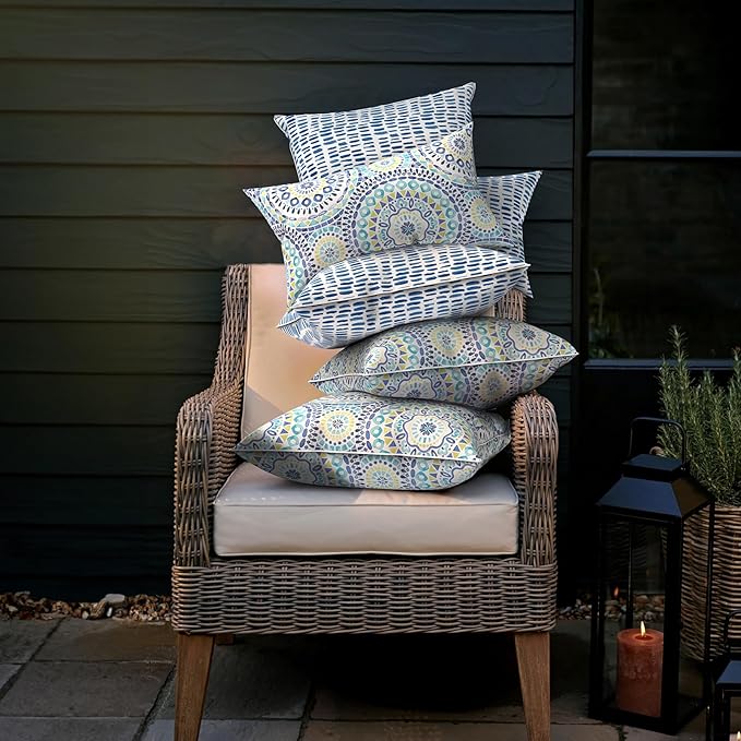 LVTXIII Set of 2 Patio Throw Pillows Waterproof 18"x18" Fade Resistant Outdoor Throw Pillows with Inserts, Fluffy Decorative Garden Toss Pillow Cushions for Home Patio Coach Sofa Use, Pebble Blue