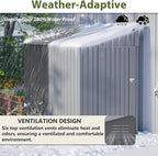 4x7 FT Lean to Shed with Single Lockable Side Door, Outdoor Metal Storage Shed, Sloping Roof Galvanized Utility Steel Tool Shed for Garden, Patio, Lawn & Backyard