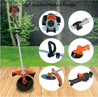 52CC Gas Weed Wacker, 6-in-1 2-Stroke String Trimmer and Brush Cutter, Multifunction Grass Trimmer, Lawn Edger, Hedge Trimmer, Pole Saw for Yard, Lawn, Garden and Landscaping (Gas Powered 52cc Orange)