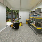 8'x10' Shed Galvanized Steel Storage Sheds with Triple Doors Utility Sheds for Vertical Storage, Dual Lock Lean to Shed with Sloped Roof for Mower, Bike, Garden Tools (Black)