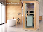 1 Person Infrared Sauna Indoor Sauna Room for Home, 8pcs Infrared Carbon Heating Panels, Hemlock Personal Saunas with Clothing Hanging Rod, LCD Display, Blue-Tooth, LED Reading Lamp