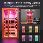 1-2 Person Home Sauna Low EMF Far Infrared Sauna with Red Light Bluetooth Speakers Indoor Dry Sauna 1550W 110V 39.37"x35.43"x74.8"