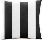 Austin Horn Classics Sunbrella Cabana Stripe White/Black, Zippered 18-inch x 18-inch Pillow Cover ONLY (Set of 2) Indoor/Outdoor, Fill Sold Seperately