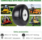 AR-PRO (2-Pack) 13x6.50-6 Flat Free Tire and Wheel - Universal 13x6.5-6 Solid Rubbe Riding Lawn Mower Tire with Rim - With 5.5"-7.8” Centered Hub and 3/4" Bearings extra 5/8" 1/2” Bushings