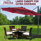Hotime 10ft Patio Umbrella Outdoor Patio Windproof and Height adjustable, Heavy Duty Aluminum Round Offset Patio Umbrella Cantilever Pool Umbrella with 360°Rotation for Garden Deck Pool, Wine Red