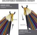 Lazy Daze Hammocks Double Hammock with 9 ft Space-Saving Steel Stand Includes Portable Carrying Case, 450 Pounds Capacity (Purple Stripes)