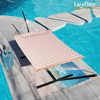 Lazy Daze Hammocks 12FT Quilted Fabric Double Hammock with Spreader Bars and Detachable Pillow, 2-Person for Patio, Poolside, Backyard, Beach - 450 lbs Capacity, Beige Wave