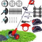 Weed Wacker Cordless Adjustable Weed Eaters 3 in 1 Electric String Trimmer Lawn with Two Battery with Charger Comes with Multiple Blades for Yard,Green,Garden(Red)