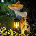 Mushroom with Snail and Lantern Cute Solar Statue Light Garden Decoration Resin Decoration Painted Design Craft Ornament for Indoor Outdoor Gift(Yellow)