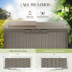 Greesum 100 Gallon Resin Deck Box Large Outdoor Storage with Cushions for Patio Furniture, Garden Tools, Pool Supplies, Weatherproof and UV Resistant, Lockable, Light Coffee