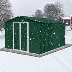 Favfurish 10x8 FT Metal Garden Sheds with Hinged Door and Padlock & Punched Vents,Aluminum Outdoor Storage Shed w/Eco-Friendly Painting,for Bike, Barbeque,Tool,Green+White