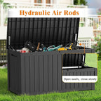 Outdoor Storage Box - Lockable Waterproof UV-Resistant Resin Deck Box for Patio Cushions, Pool Accessories (Black, 180 Gallon)