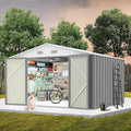 8X10FT Metal Outdoor Storage Shed - Galvanized Steel Waterproof Garden Shed with Lockable Doors & Vents, All-Weather Utility Tool Shed for Lawn Mower, Bike