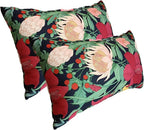ADLIVWYD Lumbar Pillows for Indoor Outdoor uses,Waterproof Removable Cover with Zipper Outdoor Pillows Set of 2 for Patio Furniture,12×20 Inch (Black Floral)
