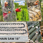 18 Inch Chainsaw Bar & Chain Combo 3/8" LP Pitch .050" Gauge 62 Drive Links 18" Replacement Chain Low-Kickback Chainsaw Chains Compatible with Echo, Poulan, Craftsman and More (2Chains + 1Bar)