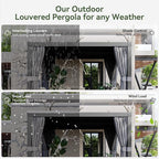 Aoxun Louvered Pergola 12' x 16' Outdoor Aluminum Pergola with Adjustable Top for Decks, Gardens and Backyards, Gray