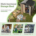 Furniwell 6x8 FT Outdoor Storage Shed, Metal Garden Sheds Outdoor Storage House with Single Lockable Door for Backyard Patio Lawn, Brown