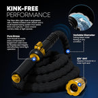 TITAN Flexible Garden Hose 15FT – Ultra Lightweight, Heavy Duty Water Hose with Brass Fittings & Jet Nozzle – Kink-Free, Non-Expanding, Durable Fabric Hose for Yard, Lawn, Car Wash, Outdoor Use