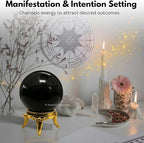 Amazing Gemstone Black Agate Crystal Ball with Stand - 2" Inches Crystal Sphere Meditation Balls for Witchcraft and Decorative Balls