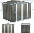 6x8 FT Outdoor Storage Shed, Metal Garden Shed with Frame Floor, Outside Tool Shed with Lockable Hinged Doors, Waterproof Storage Building with Sloped Roof for Backyard, Patio, Lawn, Gray
