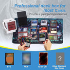 MTG Deck Box, Double Display Window MTG, Commander Deck Box Fits 120+ Single Sleeved Cards, PU Leather Magnetic Closure Card Box with 2 Dividers&2 Toploaders for TCG, CCG, White