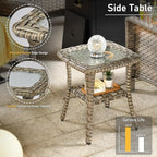 HOOOWOOO Outdoor Sectional Furniture Set,8 Pieces Wicker Patio Conversation Sets,L Shape All Weather Outside Couch Sofa Set with Swivel Chairs Solar Light Table Ottoman,Beige
