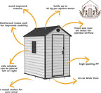 4.4x6 FT Resin Outdoor Storage Shed Large, 230 Cuft Garden Tool Sheds & Outdoor Storage Plastic Shed with Floor, 7FT Tall Backyard Outside Lawn Mower Storage Shed with Side Window, Cemented Grey