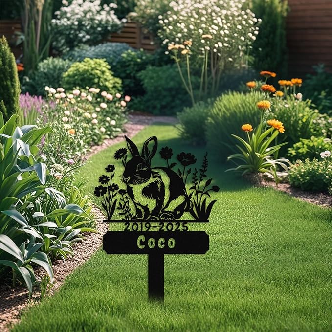 Custom Rabbit Grave Marker,Personalized Bunny Memorial Garden Stake,Pet Memorial Gift,Remembrance Stake,Loss of Bunny,Sympathy Sign Rabbit 14inch