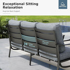 MFSTUDIO 6 Pieces Metal Patio Furniture Sets, 2 Swivel Chairs, 3-Seat Loveseat Sofa, 2 Patio Chairs & 1 Marbling Coffee Table, All Weather 7 Seats Outdoor Conversation Set for Garden Backyard, Grey
