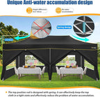 HOTEEL 13x26 Pop up Canopy Tent for Parties, Heavy Duty Easy Setup Tent with 6 Sidewalls, Outdoor Commercial Instant Gazebo for Wedding Event, with Roller Bag & Sand Bags, Black(Hexagonal Frame)