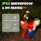 Solar Garden Statues Lights, 8.5" Cute Outdoor Gnome Figurine with Auto On/Off for Yard Patio Decor, Gifts for Women, Grandma, Mom, Housewarming (Farting Gnome Statue)