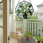 Stained Glass Window Hanging - Green Succulent Plants Suncatcher for Doors Garden Patio Floral Sun Catchers Decor Christmas Mother's Day Birthday Gifts for Women Men Mom Nana Friend 6.3 in