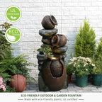 Outdoor Garden Water Fountain for Garden, Patio, Backyard, Deck, Porch and Home Art Decor, 3 Tiers Modern Cascading Outdoor Fountain with Lights 38.4" H