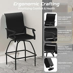 LEVELEVE Patio Bar Set 2pcs Swivel Bar Stools Outdoor Bistro Textilene Furniture Stability All-Weather Set (3, Black Padded)