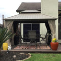 PURPLE LEAF 10' x 12' Outdoor Hardtop Gazebo, Champagne Aluminum Gazebo with Galvanized Steel Double Roof, Curtains and Netting for Patio Lawn and Garden