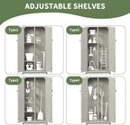 Outdoor Storage Shed with Floor & Adjustable Shelves, Wooden Garden Tool Cabinet Weatherproof, 71" Vertical Patio Organizer