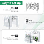Joyside 8 x 6 FT Outdoor Pop up Greenhouse with Adjutable Reinforced Frame, Durable PE Cover and Mesh Windows, Portable Greenhouse for All Seasons, Easy Set Up (White, 8 x 6 FT)