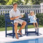 OTSUN Tall Adirondack Chairs Set of 2 with Connecting Tray, 24 inches HDPE Bar Height Outdoor Chairs, All Weather Resistant for Balcony, Porch, Kitchen (2 PC, Navy Blue)