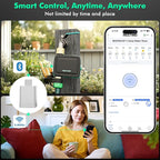 RESTMO Smart Sprinkler Timer with Flow Meter, Water Timer for Garden Hose, Brass Inlet & Outlet, Automatic Lawn & Yard Irrigation Watering System, APP Remote Control (2.4Ghz WiFi Connection)