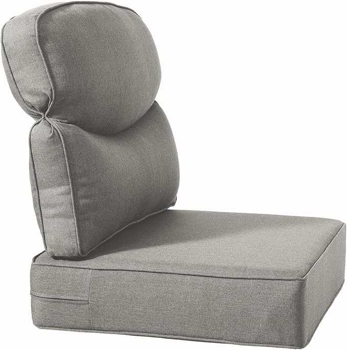 Luxury 24x24x6 Inch Smile Outdoor Seat Cushions Set of 2 - Superior Comfortable Water-Repellent Patio Chair Cushion for Porch Set Rattan Dining Swivel Chairs Loveseat Sectional Sofa - Grey