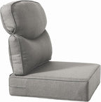 Luxury 24x24x6 Inch Smile Outdoor Cushions - 1 Set Deep Seat Water-Resistant Patio Furniture Replacement Cushion for Wicker Rattan Wood Metal Chair Glider Rocker Loveseat Sofa - Grey