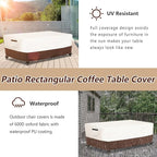 Outdoor Patio Coffee Table Cover, Waterproof Rectangular Patio Side Table Cover,Patio Furniture Covers,36 x 24 x 16 inch,Beige & Brown