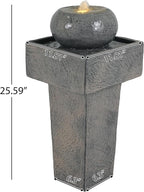 Merax 25.59" H Minimalist Concrete Column Fountain–LED-Lit Modern Outdoor Oasis, Durable Landscape Feature for Patio, Porch