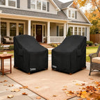Patio Chair Cover 35W x 37D x 36H inches,Waterproof Heavy Duty Outdoor Furniture Covers for Patio Adirondack Chair 2 Pack（Black）