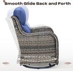 Rilyson Wicker Outdoor Patio Furniture Set - 6 Piece Patio Conversation Sets with Swivel Rocker Chairs, Ottomans, Sofa and Table, 6 inch Cushions, Deep Seating, for Porch Deck Mixed Grey/Blue