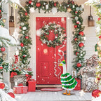 RAWILL 1PC Christmas Porch Goose Outfits,Old Lady Goose Santa Clothes for 23'' High Cement or Plastic Porch Costume for Yard Lawn Outdoor Garden Patio Xmas Holiday Decor (Green)
