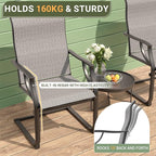 Amopatio Patio Chairs Set of 4, Outdoor Porch Chairs for All Weather, Breathable Garden Outdoor Dining Chairs for Backyard Deck, Grey & White