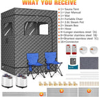 Upgraded 2 Person Portable Sauna, Portable Steam Sauna for Home, Personal Sauna Box Full Body with 1000W 2.6L Steam Generator, 99 Minute Timer, 2 Folding Chairs, Remote Control Included(Grey)