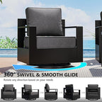 Outdoor Patio Furniture Set, 5-Piece Aluminum Patio Conversation Set All-Weather Metal Outdoor Sectional with 6 Inch Thick Cushions, Deep Setting for Garden, Outside and Porch