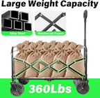Wagons Carts Foldable - 360Lbs Collapsible Folding Wagon - Wagon Cart with Wheels Portable for Sports, Camping, Storage, Travel, Shopping